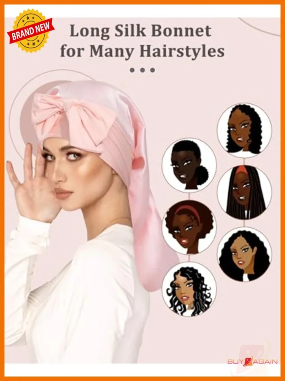100% Mulberry Silk Bonnet for Sleeping Womens Long Hair Wrap Cap
